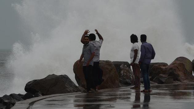 High speed winds from a cyclone cause waves to crash on the shore. The Andhra coast has been put on alert for the oncoming cyclone Titli, which is expected to make landfall tomorrow morning. (File Photo) High speed winds from a cyclone cause waves to crash on the shore. The Andhra coast has been put on alert for the oncoming cyclone Titli, which is expected to make landfall tomorrow morning. (File Photo)