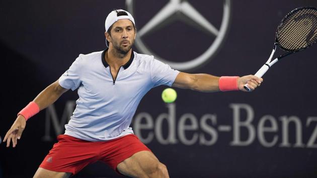 Fernando Verdasco of Spain hits a return during his men's singles second round match against Nikoloz Basilashvili of Georgia at the China Open tennis tournament in Beijing on October 4, 2018. (AFP) Fernando Verdasco of Spain hits a return during his men's singles second round match against Nikoloz Basilashvili of Georgia at the China Open tennis tournament in Beijing on October 4, 2018. (AFP)