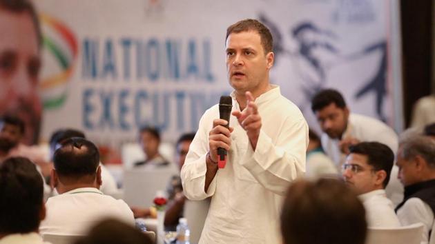 Congress president Rahul Gandhi speaks at the Indian Youth Congress (IYC) National Executive in Jaipur. (PTI File) Congress president Rahul Gandhi speaks at the Indian Youth Congress (IYC) National Executive in Jaipur. (PTI File)