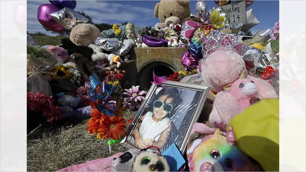 A photograph of 3-year-old Sherin Mathews at a makeshift memorial, October 2017, in Richardson, Texas.(AP images)