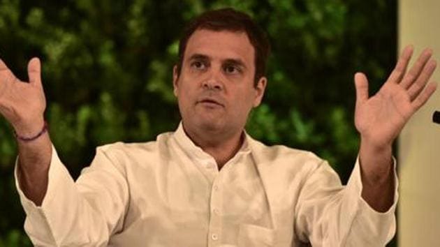 Congress president Rahul Gandhi at the Hindustan Times Leadership Summit at Taj Palace in New Delhi, on October 5, 2018. (Virendra Singh Gosain/HT Photo) Congress president Rahul Gandhi at the Hindustan Times Leadership Summit at Taj Palace in New Delhi, on October 5, 2018. (Virendra Singh Gosain/HT Photo)