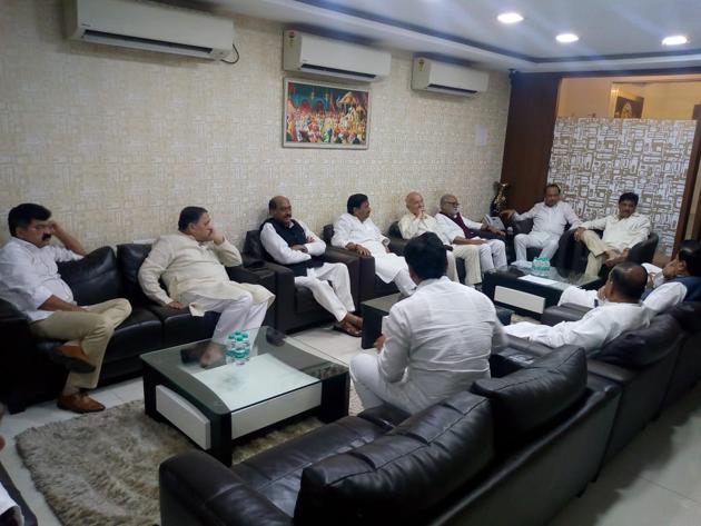 Senior Congress and NCP leaders during a meeting in Mumbai on Friday. (HT) Senior Congress and NCP leaders during a meeting in Mumbai on Friday. (HT)
