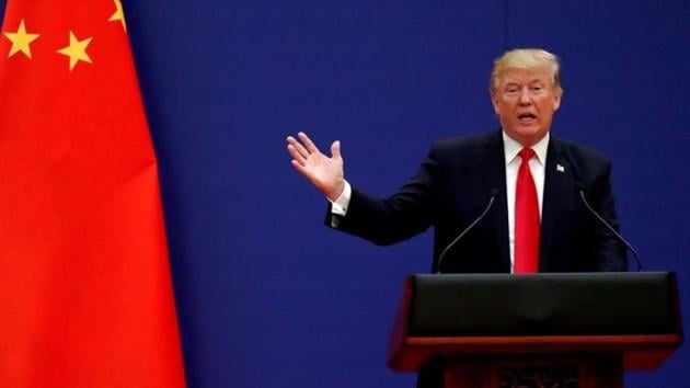 US President Donald Trump delivers his speech as he and China's President Xi Jinping meet business leaders at the Great Hall of the People in Beijing, China, in November 2017. (Reuters File Photo) US President Donald Trump delivers his speech as he and China's President Xi Jinping meet business leaders at the Great Hall of the People in Beijing, China, in November 2017. (Reuters File Photo)