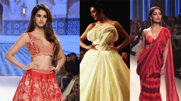 Disha Patani, Sushmita Sen and Yami Gautam walk the ramp at the Bombay Times Fashion Week.(Instagram) Disha Patani, Sushmita Sen and Yami Gautam walk the ramp at the Bombay Times Fashion Week.(Instagram)