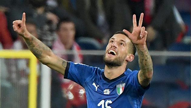 Italy's defender Cristiano Biraghi celebrates after scoring against Poland. (AFP) Italy's defender Cristiano Biraghi celebrates after scoring against Poland. (AFP)