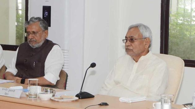 File photo of Bihar chief minister Nitish Kumar during an official meeting. The state government has declared over 200 blocks in 23 districts as drought-affected.(File photo)