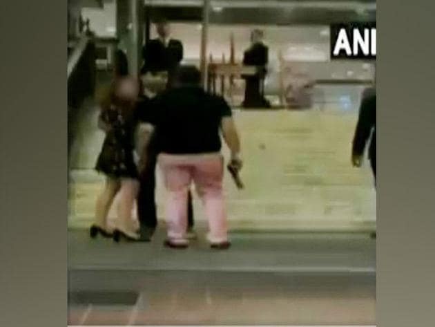 A 10-second video clip that has been widely circulated shows former BSP MP’s son Ashish Pandey is seen brandishing a gun outside Hyatt Regency hotel in South Delhi. (ANI Photo) A 10-second video clip that has been widely circulated shows former BSP MP’s son Ashish Pandey is seen brandishing a gun outside Hyatt Regency hotel in South Delhi. (ANI Photo)