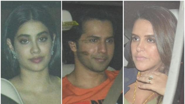 Janhvi Kapoor, Varun Dhawan and Neha Dhupia spotted on their way to Karan Johar’s Kuch Kuch Hota Hai after party.