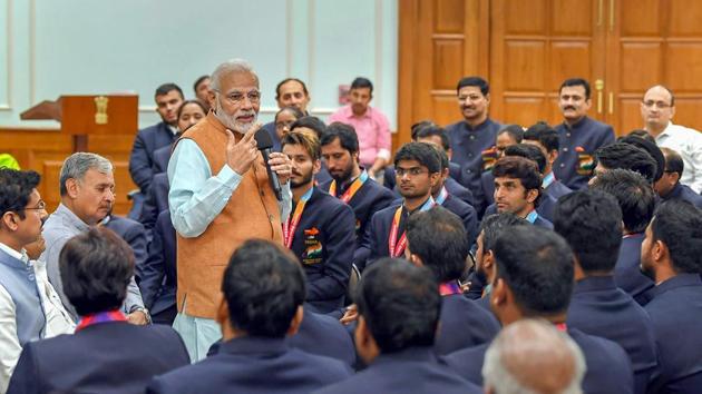 New Delhi: Prime Minister, Narendra Modi interacting with the medal winners of the 2018 Asian Para Games, in New Delhi on October 16, 2018 (PTI) New Delhi: Prime Minister, Narendra Modi interacting with the medal winners of the 2018 Asian Para Games, in New Delhi on October 16, 2018 (PTI)