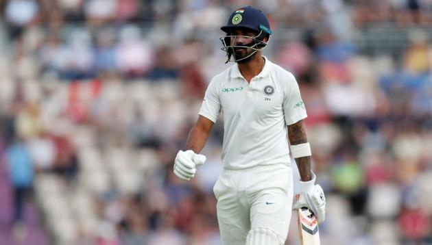 India's KL Rahul looks dejected after being dismissed(REUTERS)