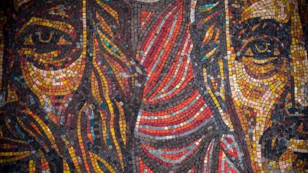 A detail of a mosaic. For British architect Graham Bell, Buzludzha is “an unbelievable building, unbelievably impressive and unbelievably sad in the way it is deteriorating. “This monument is part of European cultural heritage, but most of Europe doesn’t know it exists,” Bell said. The experts are convinced that what remains of the building could -- and should -- be saved. (Nikolay Doychinov / AFP) A detail of a mosaic. For British architect Graham Bell, Buzludzha is “an unbelievable building, unbelievably impressive and unbelievably sad in the way it is deteriorating. “This monument is part of European cultural heritage, but most of Europe doesn’t know it exists,” Bell said. The experts are convinced that what remains of the building could -- and should -- be saved. (Nikolay Doychinov / AFP)