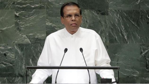 Sri Lanka's President Maithripala Sirisena addresses the 73rd session of the United Nations General Assembly, Sept. 25, 2018, at the United Nations headquarters. (AP File Photo) Sri Lanka's President Maithripala Sirisena addresses the 73rd session of the United Nations General Assembly, Sept. 25, 2018, at the United Nations headquarters. (AP File Photo)