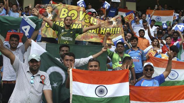 Indian and Pakistani fans cheer for their teams before the start of the one day international cricket match of Asia Cup between India and Pakistan in Dubai, United Arab Emirates, Sunday, Sept. 23, 2018 (AP) Indian and Pakistani fans cheer for their teams before the start of the one day international cricket match of Asia Cup between India and Pakistan in Dubai, United Arab Emirates, Sunday, Sept. 23, 2018 (AP)