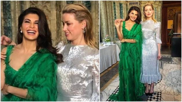 Jacqueline Fernandez with Amber Heard at the One Young World event. (Instagram) Jacqueline Fernandez with Amber Heard at the One Young World event. (Instagram)