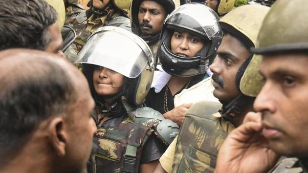 The two women – Kavitha Jakkal and Rehana Fatima – were stopped just 500 metres away from Sabarimala temple(AP photo)