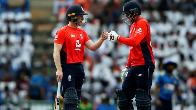 England's captain Eoin Morgan (L) and his teammate Joe Root.(REUTERS) England's captain Eoin Morgan (L) and his teammate Joe Root.(REUTERS)