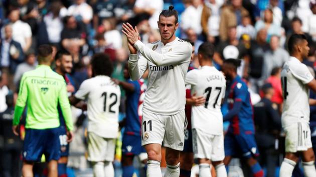 Real Madrid's Gareth Bale applauds their fans after the match.(REUTERS)