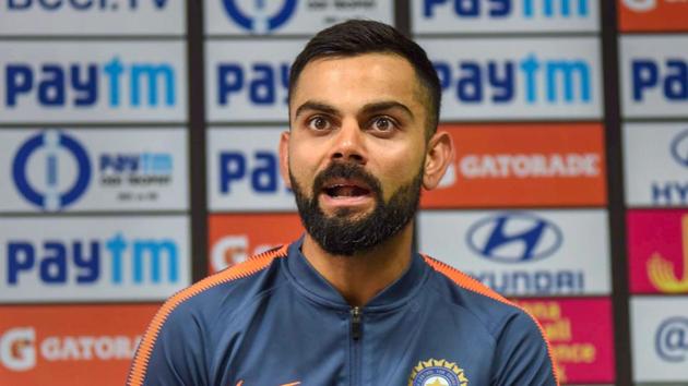 Indian cricket team captain Virat Kohli addresses a pre-match press conference ahead of their first One Day International cricket match against West Indies, at ACA Stadium, in Guwahati.(PTI) Indian cricket team captain Virat Kohli addresses a pre-match press conference ahead of their first One Day International cricket match against West Indies, at ACA Stadium, in Guwahati.(PTI)