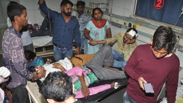 Amritsar, India-19 October, 2018::: Injured under the treatment admitted at Civil hospital A speeding train ran over a crowd watching fireworks during a religious festival in northern India on Friday,. 19 October, 2018. (Photo by Sameer Sehgal/Hindustan Times) (Sameer sehgal/ht )