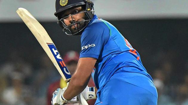 Guwahati: Indian cricketer Rohit Sharma in action during the first One Day International cricket match. (PTI)