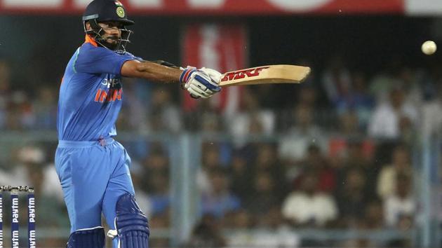 India's captain Virat Kohli bats during the first one-day international cricket match. (AP)