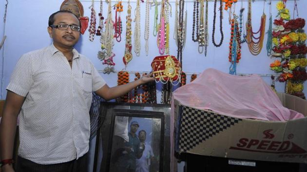 The group organises five plays every year during Janmashtami at the Dronacharya temple. “We strictly follow the basic layout of the Parsi theatre art form where details such as the width of the stage, height of pillars, number of curtains and chandeliers, wooden cut-outs as well as the timing of each scene are predefined,”Tyagi said. They take an interval of at least 15 minutes after each scene, changing the elaborate sets. (Sunil Ghosh / HT Photo) The group organises five plays every year during Janmashtami at the Dronacharya temple. “We strictly follow the basic layout of the Parsi theatre art form where details such as the width of the stage, height of pillars, number of curtains and chandeliers, wooden cut-outs as well as the timing of each scene are predefined,”Tyagi said. They take an interval of at least 15 minutes after each scene, changing the elaborate sets. (Sunil Ghosh / HT Photo)