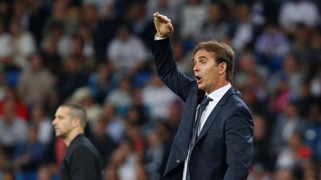 Real Madrid coach Julen Lopetegui reacts during the game against Viktoria Plzen. (REUTERS)