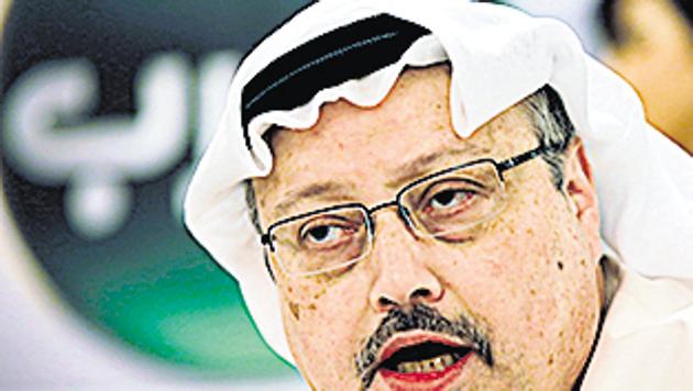 In this February 1, 2015, file photo, Saudi journalist Jamal Khashoggi speaks during a press conference in Manama, Bahrain(AP)