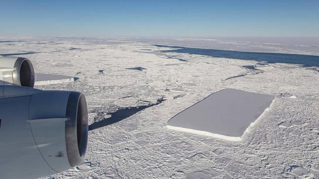 NASA observed that the iceberg’s sharp angles and the flat surface were an indication of the fact that it was probably “calved from the ice shelf.” (Jeremy Harbeck/NASA) NASA observed that the iceberg’s sharp angles and the flat surface were an indication of the fact that it was probably “calved from the ice shelf.” (Jeremy Harbeck/NASA)