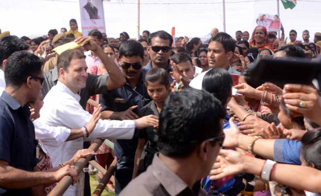 AICC President, Rahul Gandhi meets public after addressing the conference of State Women Committee of Rajasthan, in Kota on Thursday.(A.H.Zaidi/Hindustan Times) AICC President, Rahul Gandhi meets public after addressing the conference of State Women Committee of Rajasthan, in Kota on Thursday.(A.H.Zaidi/Hindustan Times)