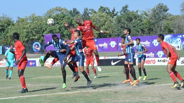 File image of players of Churchill Brothers in action against Minerva Punjab.(HT Photo)