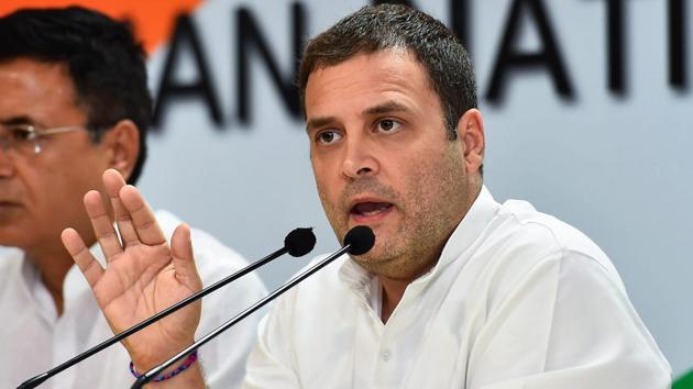 Congress President Rahul Gandhi addresses a press conference at AICC headquarters, in New Delhi, Thursday, Oct 25, 2018. (PTI) Congress President Rahul Gandhi addresses a press conference at AICC headquarters, in New Delhi, Thursday, Oct 25, 2018. (PTI)