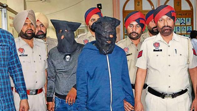 The accused in police custody in Ludhiana on Thursday.(HT Photo)