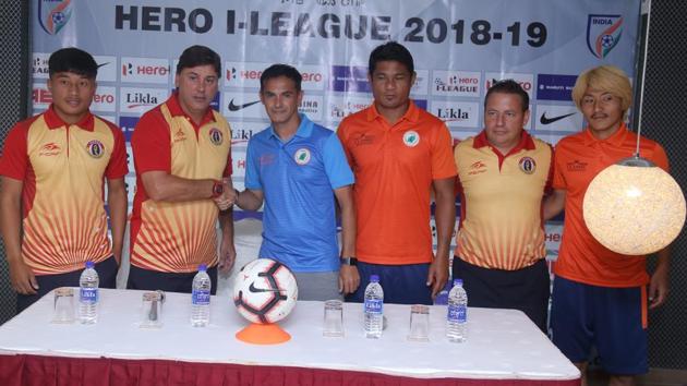 Neroca FC take on East Bengal in the I-League encounter in Imphal.(AIFF)