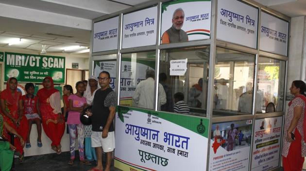 A month since it was formally unveiled, the healthcare program, ‘Ayushman Bharat,’ Hindi for long live India, has benefited 112,000 people and approved claims totaling 1.4 billion rupees. (Yogendra Kumar/HT PHOTO) A month since it was formally unveiled, the healthcare program, ‘Ayushman Bharat,’ Hindi for long live India, has benefited 112,000 people and approved claims totaling 1.4 billion rupees. (Yogendra Kumar/HT PHOTO)