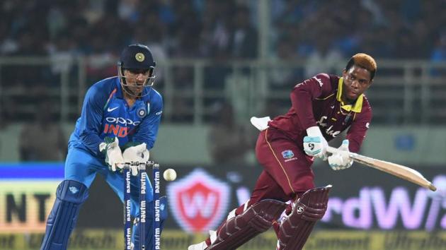 West Indies cricketer Shimron Hetmyer plays a shot during the second one day international (ODI) cricket match between India and West Indies. (AFP) West Indies cricketer Shimron Hetmyer plays a shot during the second one day international (ODI) cricket match between India and West Indies. (AFP)