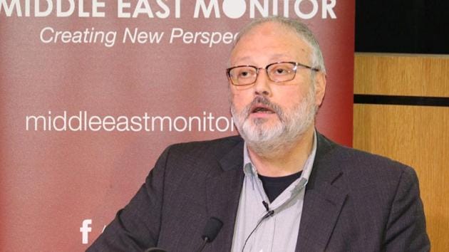 Saudi dissident Jamal Khashoggi speaks at an event hosted by Middle East Monitor in London on September 29.(REUTERS)