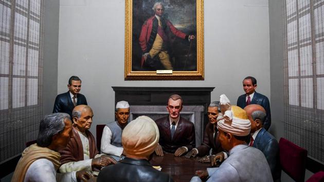 A rare painting of Robert Clive is displayed inside the Rashtrapati Bhavan museum in New Delhi. (Chandan Khanna / AFP)