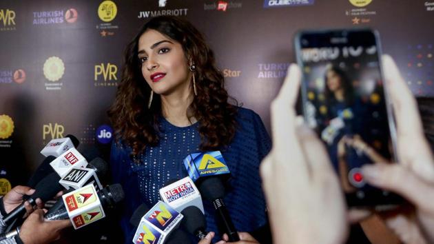 Sonam Kapoor attends the MAMI Film Festival in Mumbai.(PTI) Sonam Kapoor attends the MAMI Film Festival in Mumbai.(PTI)