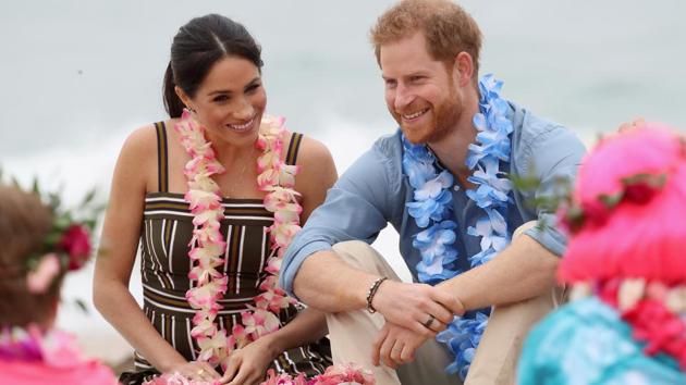 Prince Harry, Duke of Sussex and Meghan, Duchess of Sussex talk to members of OneWave, an awareness group for mental health and wellbeing at South Bondi Beach in Sydney, Australia. The Duke and Duchess of Sussex are were on their official 16-day Autumn tour. (Chris Jackson / Getty Images) Prince Harry, Duke of Sussex and Meghan, Duchess of Sussex talk to members of OneWave, an awareness group for mental health and wellbeing at South Bondi Beach in Sydney, Australia. The Duke and Duchess of Sussex are were on their official 16-day Autumn tour. (Chris Jackson / Getty Images)