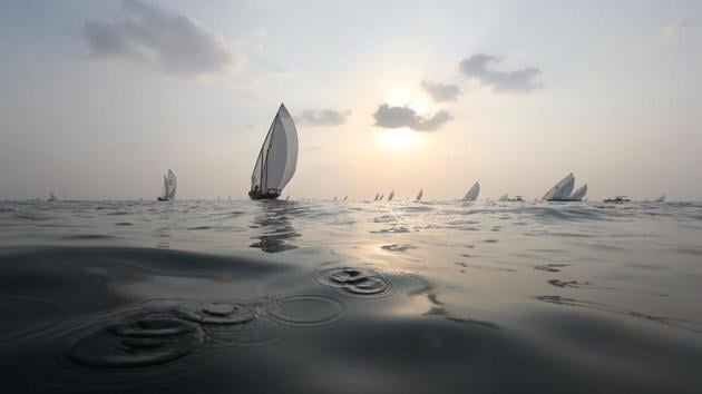 Emirati competitors sail their dhows as they take part in the Dalma Sailing Festival, off of the coast of Dalma island in the Persian Gulf, off of the Emirati capital Abu Dhabi. (Karim Sahib / AFP) Emirati competitors sail their dhows as they take part in the Dalma Sailing Festival, off of the coast of Dalma island in the Persian Gulf, off of the Emirati capital Abu Dhabi. (Karim Sahib / AFP)