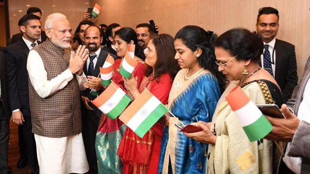 Prime Minister Narendra Modi welcomed by the Indian community in Japan on October 27. (Twitter/Narendra Modi) Prime Minister Narendra Modi welcomed by the Indian community in Japan on October 27. (Twitter/Narendra Modi)