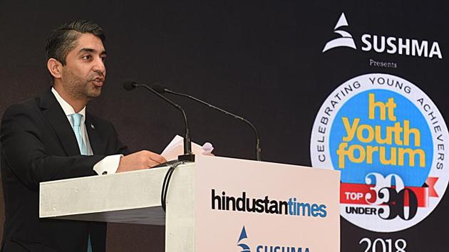 Abhinav Bindra, the first and only Indian shooting star to win an individual gold in the Olympics, was the chief guest at HT’s flagship event that shines the spotlight on youth brilliance in diverse fields from sports to fine arts. The event blended the past, present and the future as the young achievers, who are tomorrow’s leaders, were honoured in the perfect backdrop of Mughal and Rajput architecture at The Oberoi Sukhvilas luxury resort in New Chandigarh. (Sanjeev sharma/ht )