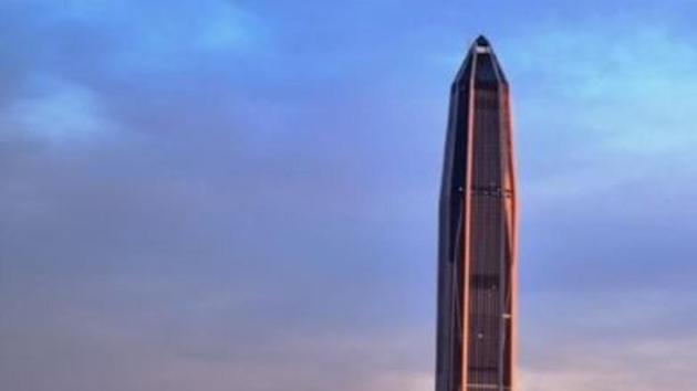 Ping An International Finance Centre is located in Shenzhen, China, and is 1,965 feet tall. The fourth tallest building in the world, it has 33 double decker elevators for its 115 floors. (Youtube) 