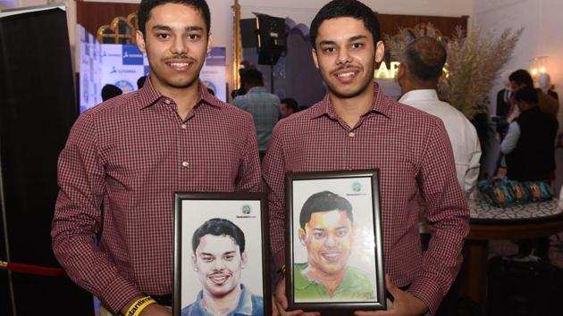 Udayveer and Vijayveer were one of the achievers at the HT Youth Forum 30-under-30 held in Chandigarh on Friday. The twins had won gold in pistol shooting in the junior world championship 2018. (Sanjeev Sharma/ht )