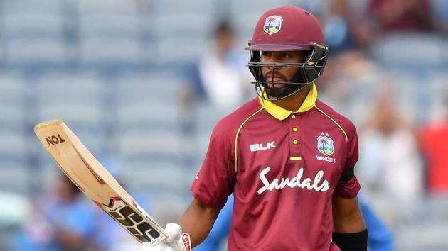 West Indies cricketer Shai Hope celebrates after scoring a half century (50 runs) during the third one day international (ODI) cricket match between India and West Indies at the Maharashtra Cricket Association Stadium. (AFP) West Indies cricketer Shai Hope celebrates after scoring a half century (50 runs) during the third one day international (ODI) cricket match between India and West Indies at the Maharashtra Cricket Association Stadium. (AFP)
