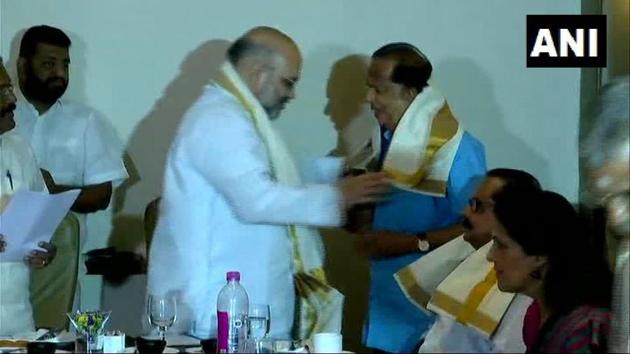 BJP president Amit Shah was in Kerala on Saturday to inaugurate the party office in Kannur. (ANI/Twitter) BJP president Amit Shah was in Kerala on Saturday to inaugurate the party office in Kannur. (ANI/Twitter)