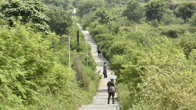 A Delhi-based NGO has recently written to NHAI and to Haryana chief minister Manohar Lal Khattar demanding an explanation for the proposal of two link roads that will cut across Aravali Biodiversity Park in Gurugram. (HT File PHOTO) A Delhi-based NGO has recently written to NHAI and to Haryana chief minister Manohar Lal Khattar demanding an explanation for the proposal of two link roads that will cut across Aravali Biodiversity Park in Gurugram. (HT File PHOTO)