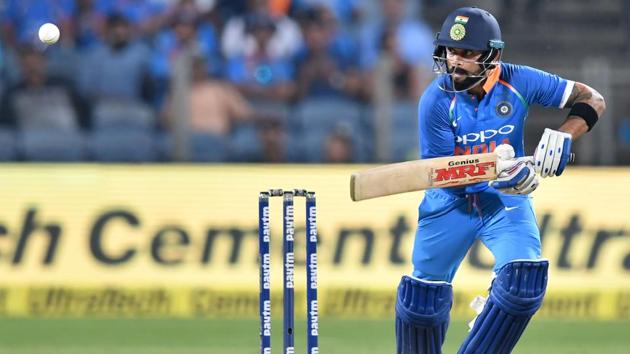 Virat Kohli during his knock of 107 in Pune on Saturday. (AFP) Virat Kohli during his knock of 107 in Pune on Saturday. (AFP)
