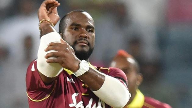 West Indies bowler Ashley Nurse celebrates after taking the wicket of India batsman Shikhar Dhawan during the third one day international (ODI) cricket match between India and West Indies at the Maharashtra Cricket Association Stadium.(AFP) West Indies bowler Ashley Nurse celebrates after taking the wicket of India batsman Shikhar Dhawan during the third one day international (ODI) cricket match between India and West Indies at the Maharashtra Cricket Association Stadium.(AFP)